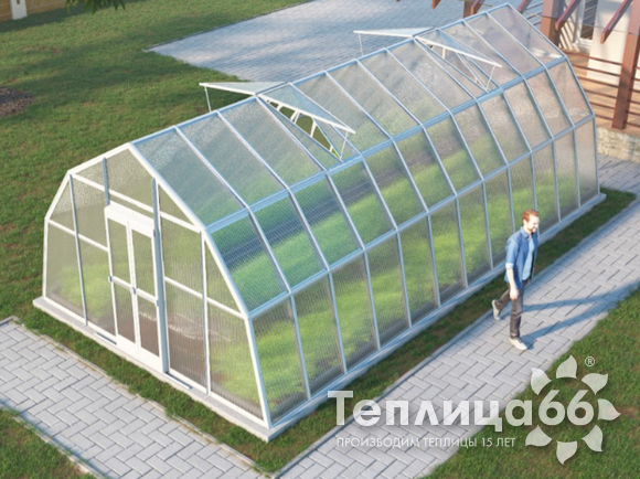 Теплица Рада Каспий из поликарбоната, 4х8 метров, белая